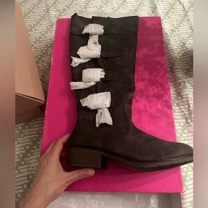 Nordia Brown Knee-High Boots with Buckles